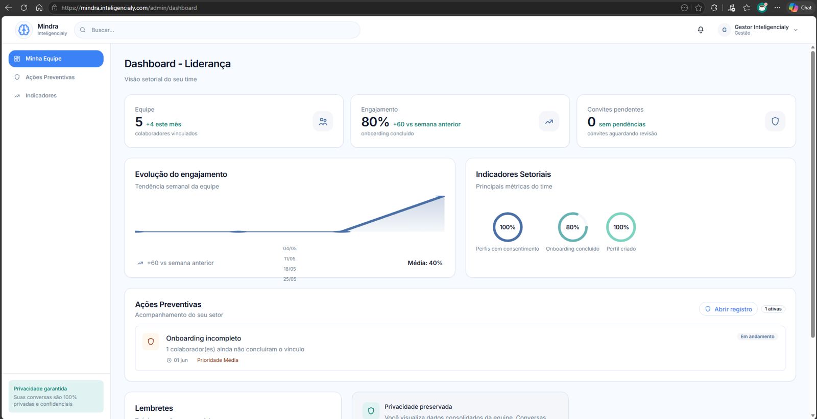 Dashboard Liderança